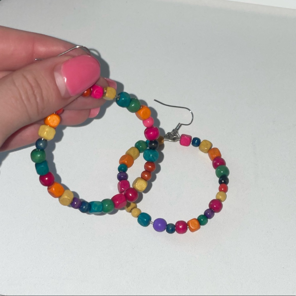 Handmade Multi-colored Hoop Earrings
